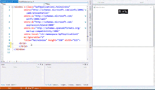 2016 03 30 VS15 Xaml Edit and continue 01 Wpf