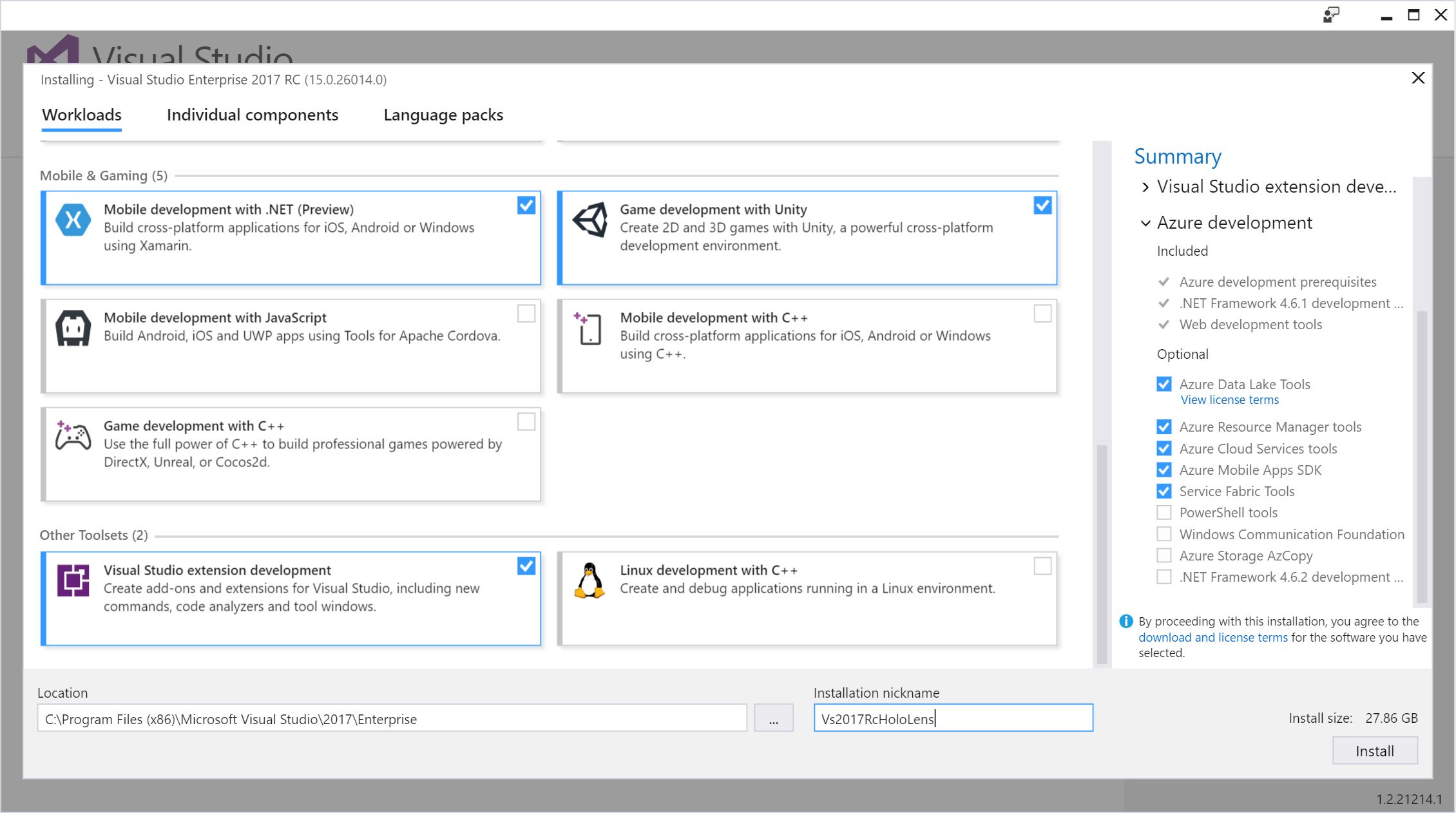 vs2017nickname-hololens