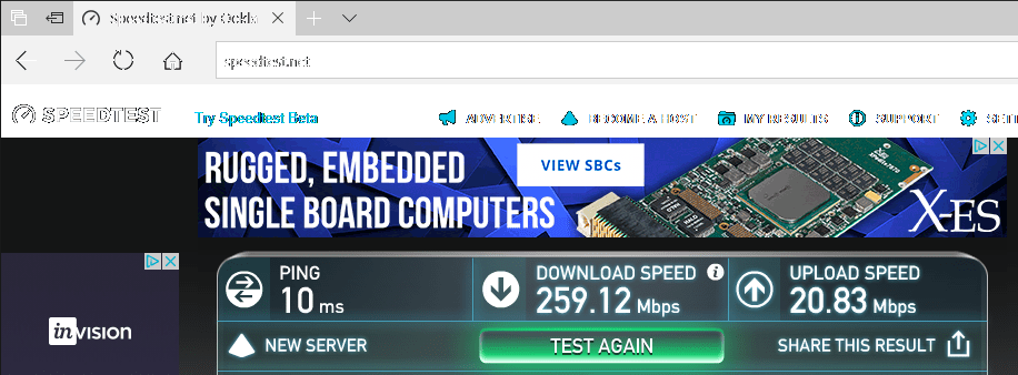 speed test Edge no vpn