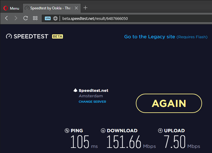 speed test opera vpn