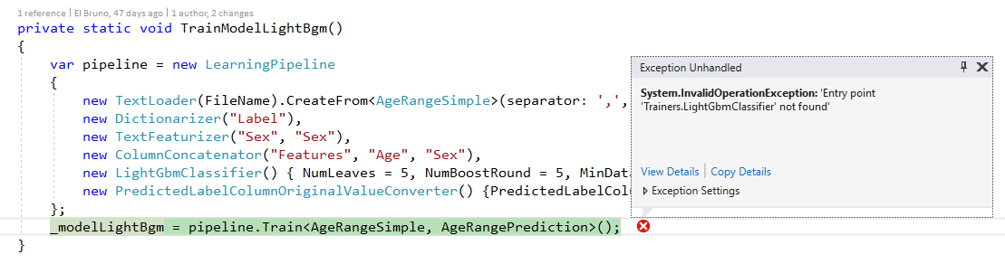 01 mlnet entry point not found