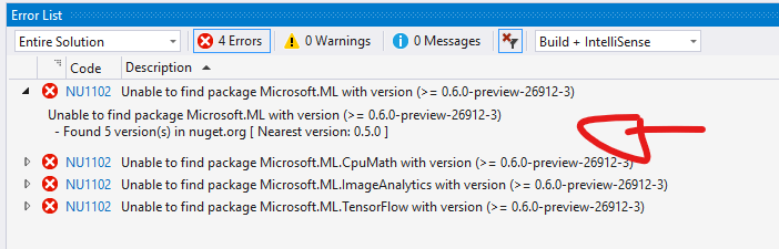 02 mlnet 060 preview error on build