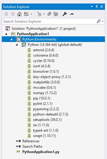 01 python environment in vs2019 preview 2 solution explorer