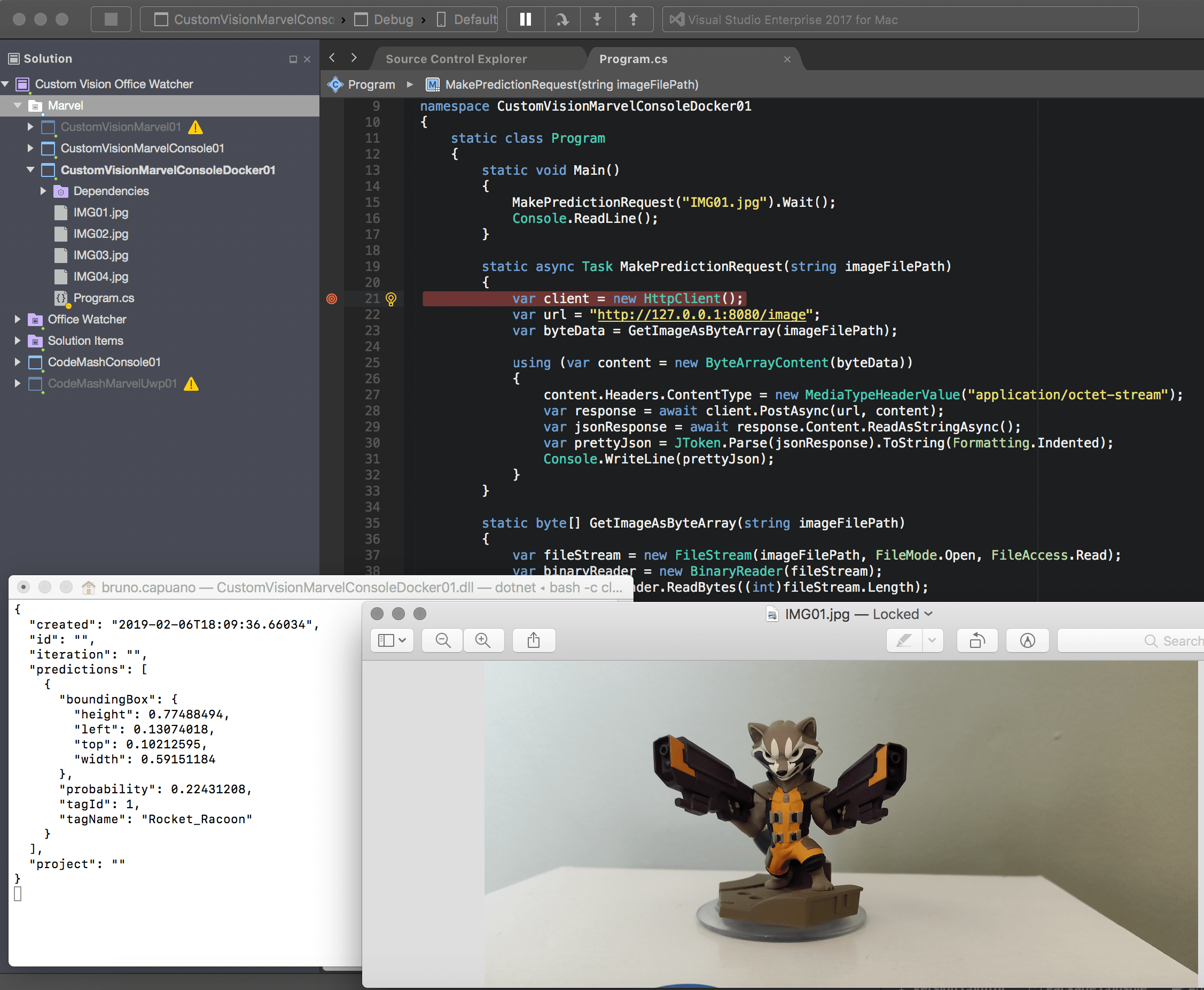 07 console app in vs for mac detected image