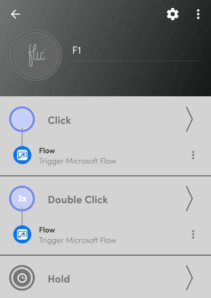 F1 settings for a button