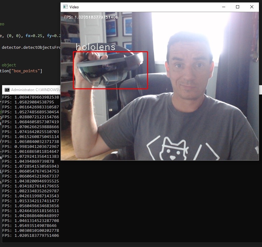 python using imageai to detect hololens little more than 1 fps