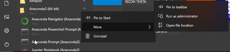 open anaconda as administrator