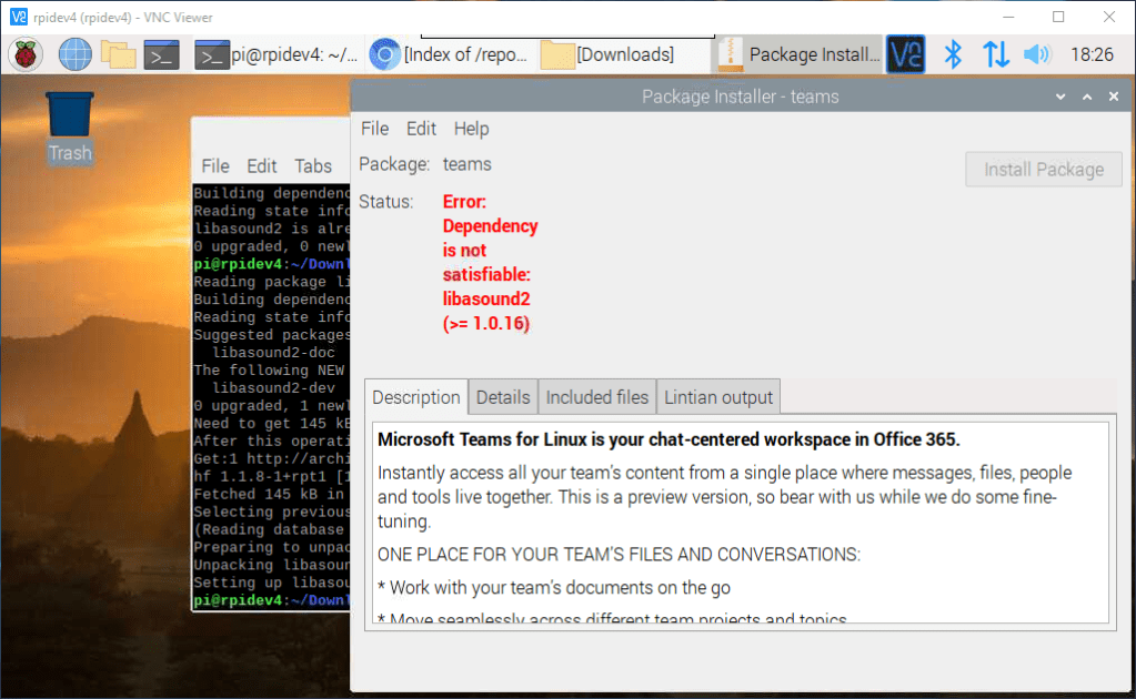 raspberry pi 4 gdebi error on dependencies libasound2