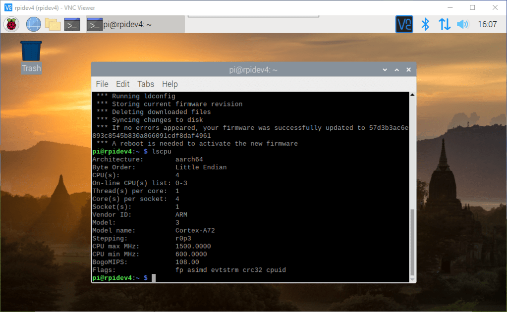 raspberry pi 4 lscpu