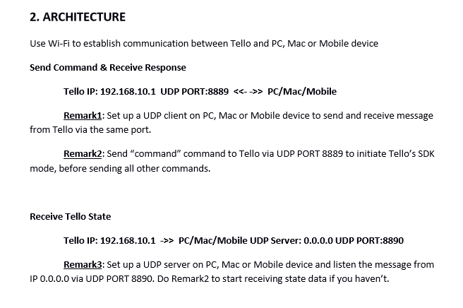 dji tello drone sdk architecture