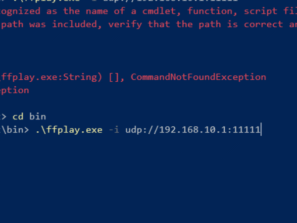 drone camera video feed using ffmpeg and udp