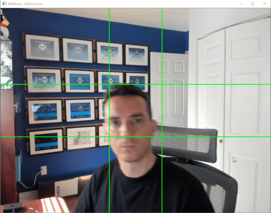 face detected on camera and calculate position from center