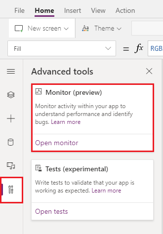 power apps monitors start an monitor session in preview