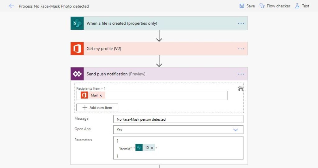power automate demo flow using a Power App Push notification