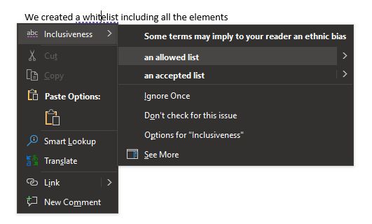 suggestion, do not use whitelist