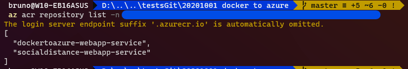 docker to azure list azure container registry repositories