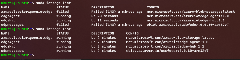 iotedge module updated to v1.1.0