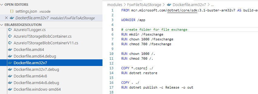 docker definition files to azure Iot Modules