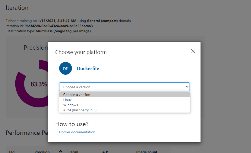 export custom vision project as docker image