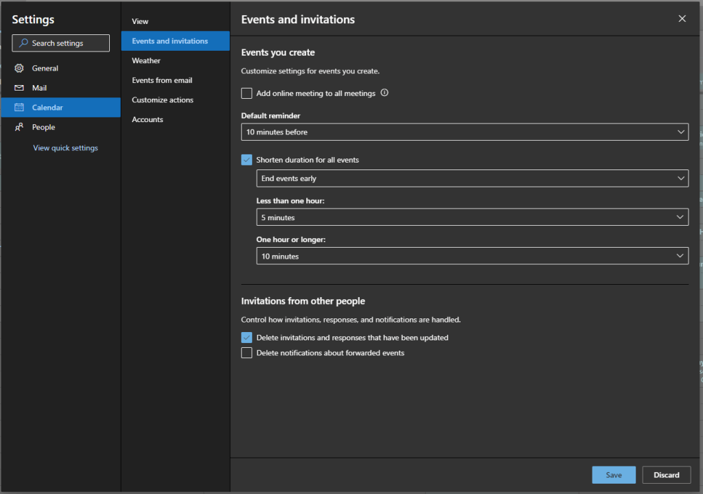 office calendar shorten event durations