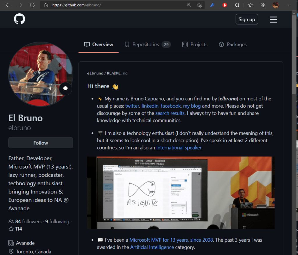 github elbruno profile