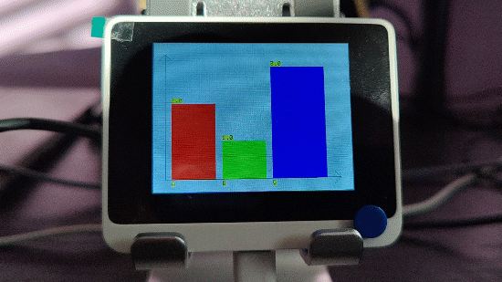 video with 3 bars, and every time you press one Button in the Wio Terminal, the bar value will increase.