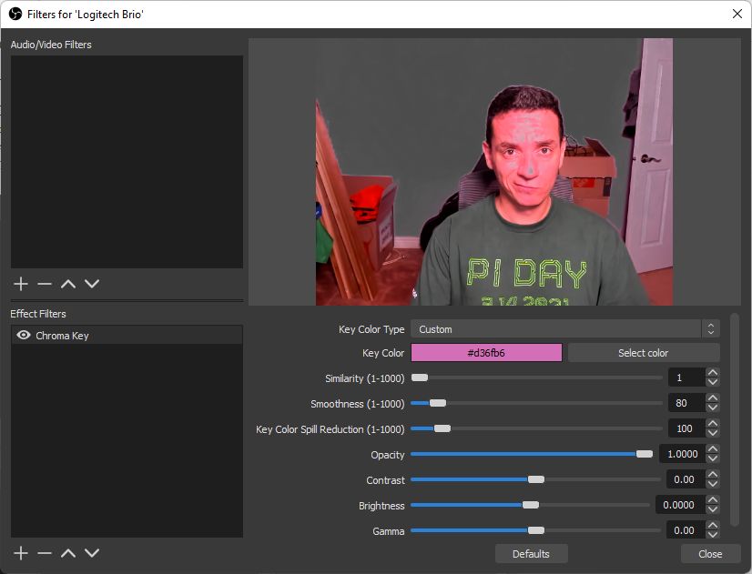 custom color in chroma key done