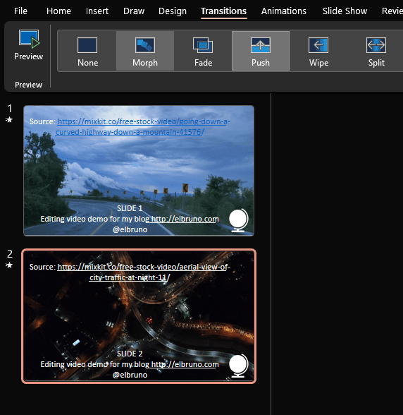 adding transitions between 2 videos