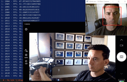 animation of the drone performing face detection