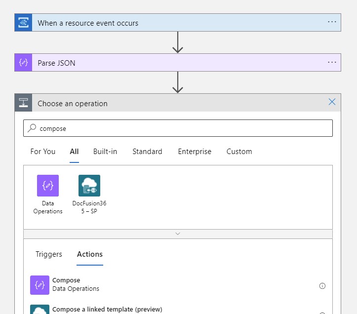logic app adding a compose data operation