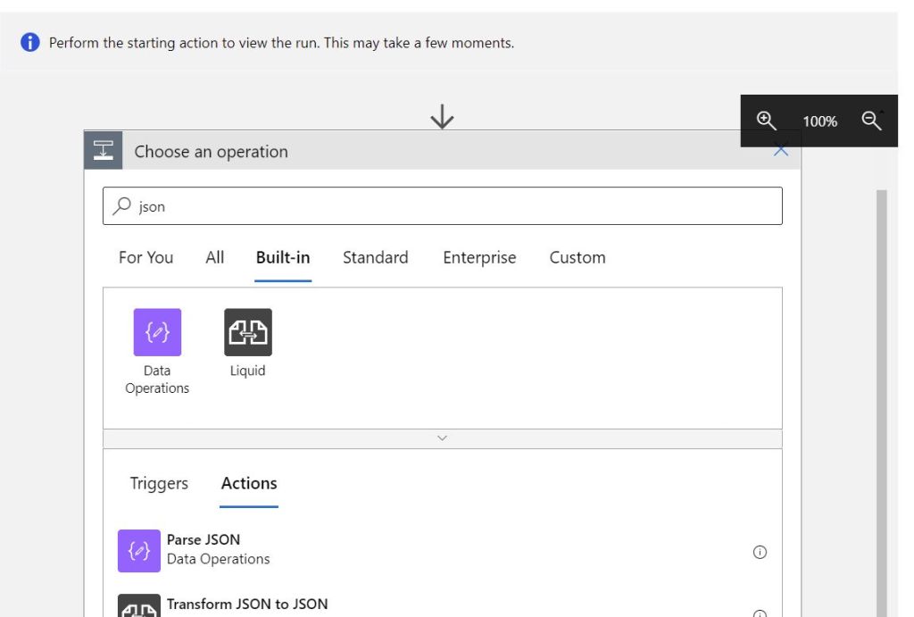 logic app adding a parse json step