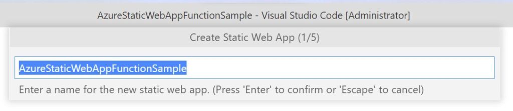 name for the azure static web app