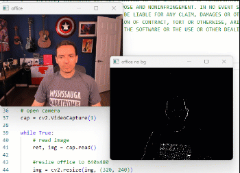 OpenCV Remove Background from Camera using MOG2