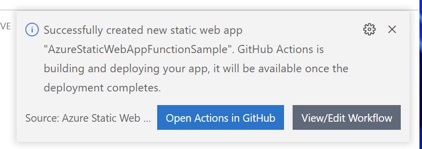 sucessfully created a new azure static web app